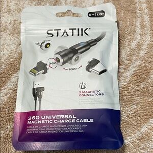 Statik Universal Black Magnetic Charging Cable with 360-Degree Connectors